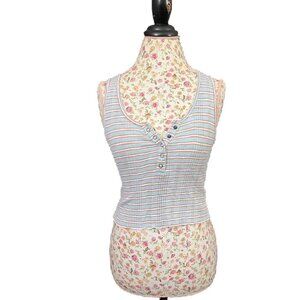 American Eagle blue red stripe henley size small